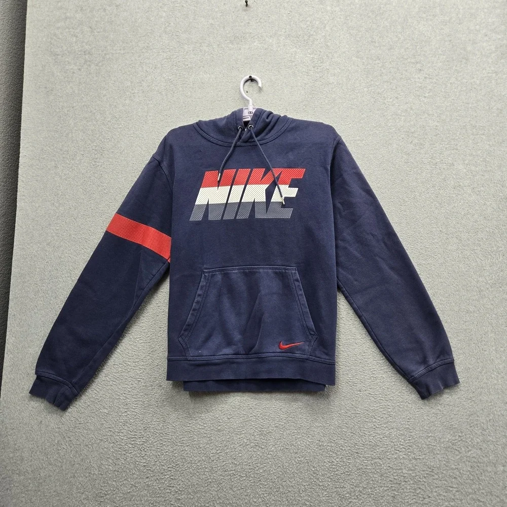 Nike Men Hoodie M Navy Graphic Fleece As Nike Club GF Good Pullover